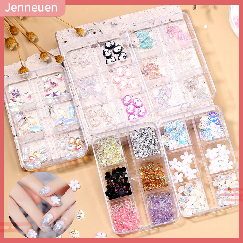 1 Hộp Phụ Kiện Trang Trí Móng Nghệ Thuật 3D Nhiều Màu Sắc Bắt Mắt