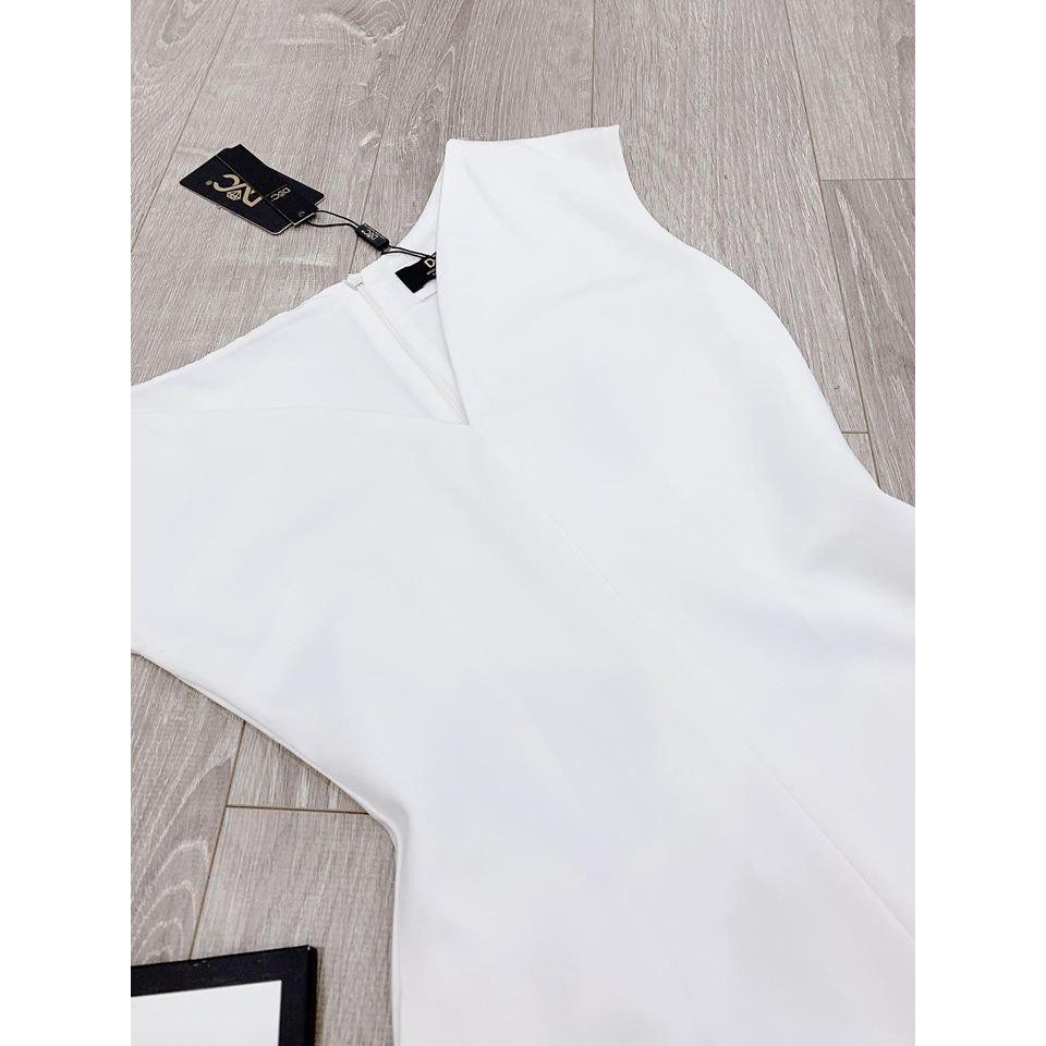 Đầm trắng thiết kế lệch vai điệu đà V1597_ Helashop [Kèm ảnh thật]