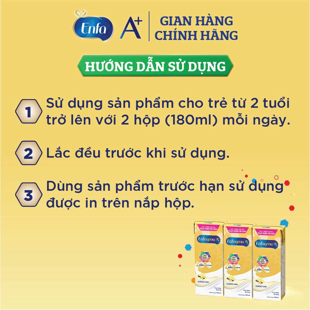 [Tặng Hộp Bảo Quản Lock n Lock] Thùng 24 hộp Sữa bột pha sẵn Enfagrow A+ 360° Brain DHA+ - Hương vị Vanilla -Hộp 180ml