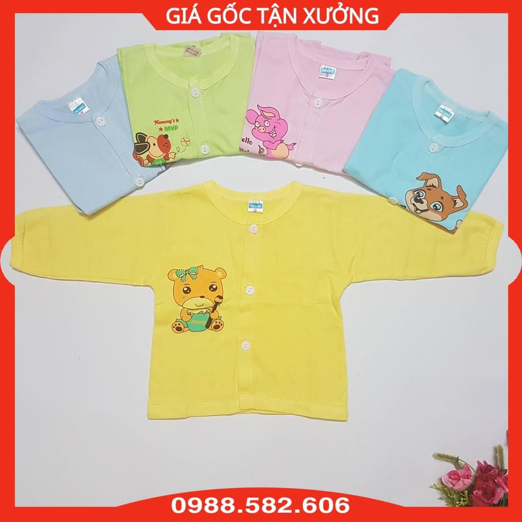 Combo 5 Áo Tay Dài Sơ Sinh Thu Hằng Cài Giữa (Cotton Mỏng, Mềm)