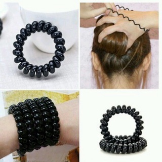Set 5 cột tóc lò xo màu đen (có thể làm vòng tay móc khóa)