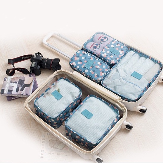 Set 6 Túi Đựng Đồ Du Lịch Cá Nhân Chống Thấm Nước Có Khóa Kéo Tiện Dụng