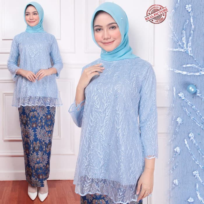 Bộ Đồ Tốt Nghiệp Agra1605 Kebaya Màu Xanh Dương Sang Trọng Không Có 4 Công Sở