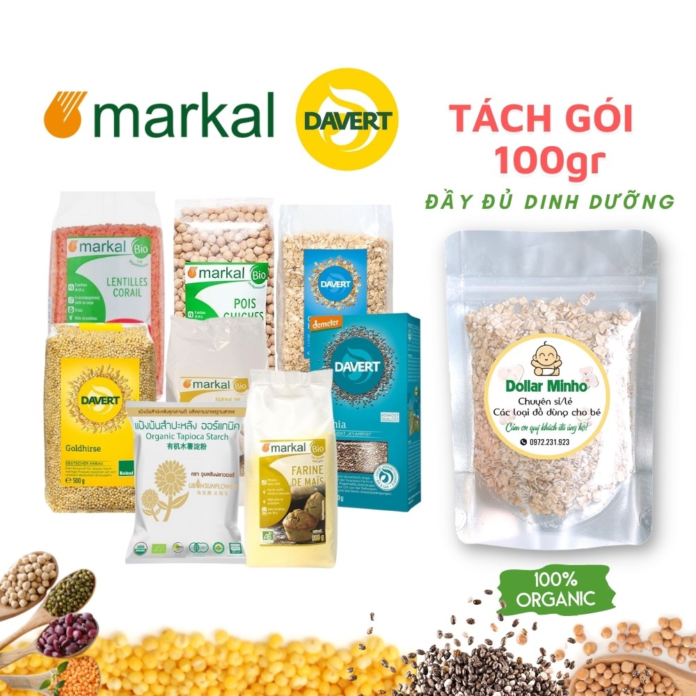 Hạt và bột Hữu Cơ Markal, Davert tách lẻ gói 100g cho bé ăn dặm