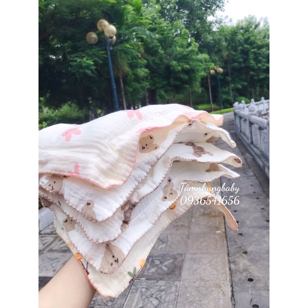Gối xô sơ sinh trần bông Muslin boona cho bé