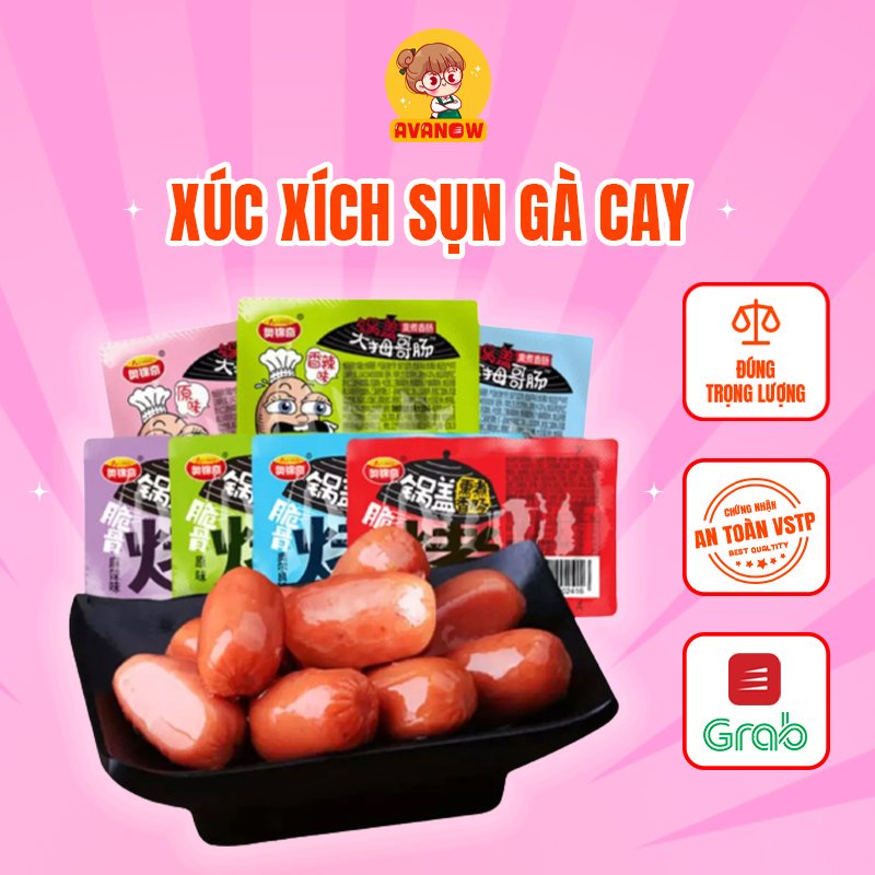 Xúc xích sụn gà cay 20g 🍣 Avanow 🍣 gói 4 viên,đồ ăn vặt ngon | BigBuy360 - bigbuy360.vn