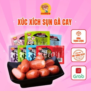 Xúc xích sụn gà cay 20g , gói 4 viên,đồ ăn vặt ngon,Avanow