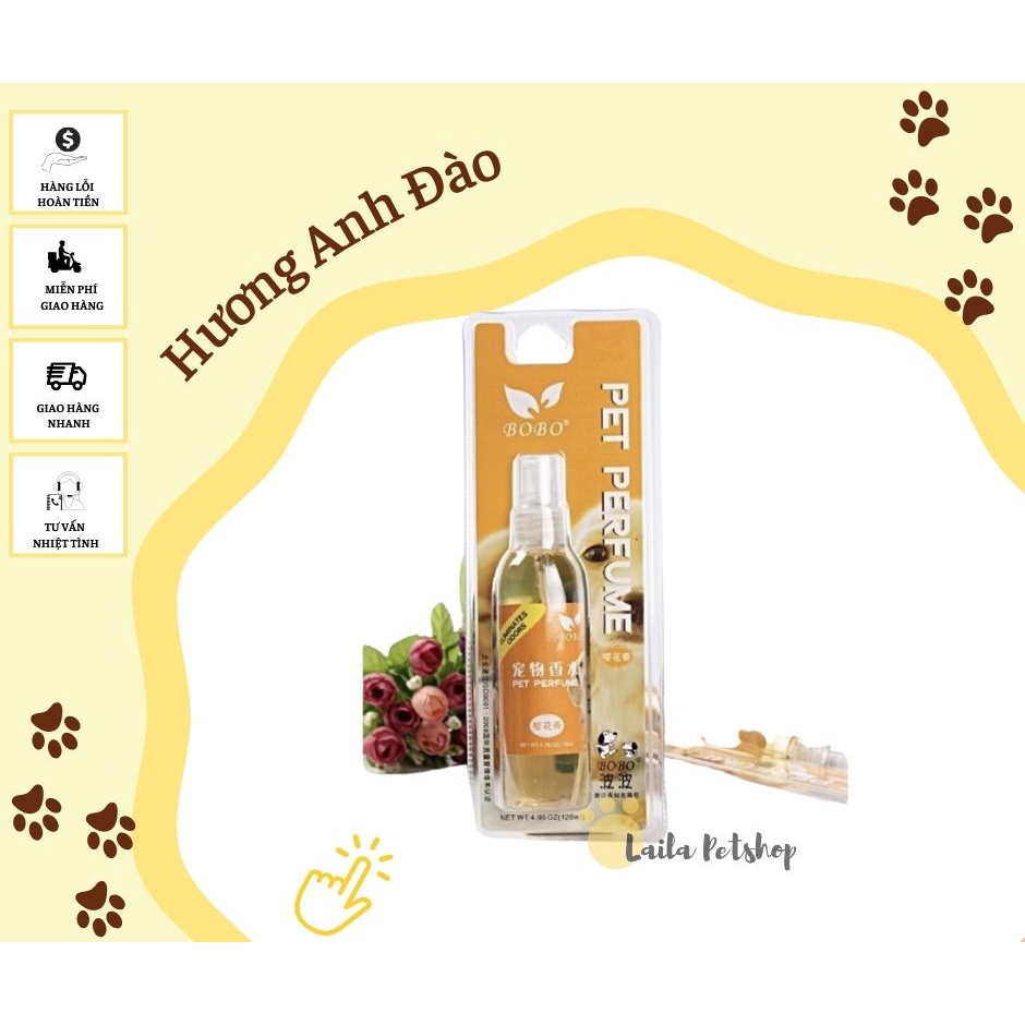 Nước Hoa Cho Chó Mèo Khử Mùi BOBO PET Perfume 120ml - Laila Petshop