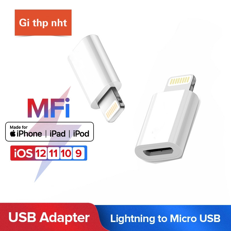 Đầu chuyển chuẩn cắm Micro USB ra Lightning 8pin