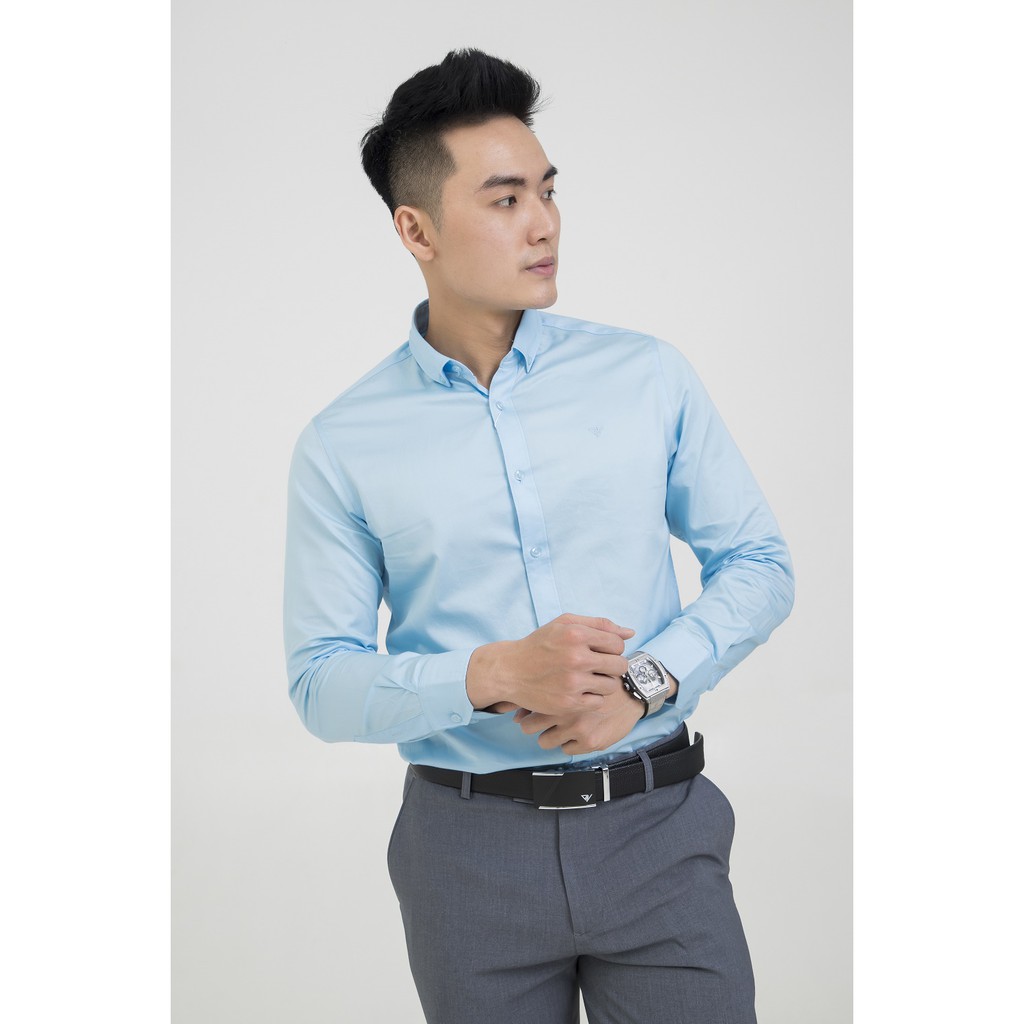 Áo sơ mi nam DARNELL trơn màu tay dài slimfit cao cấp ít nhăn thoáng mát,thấm hút mồ hôi DN12