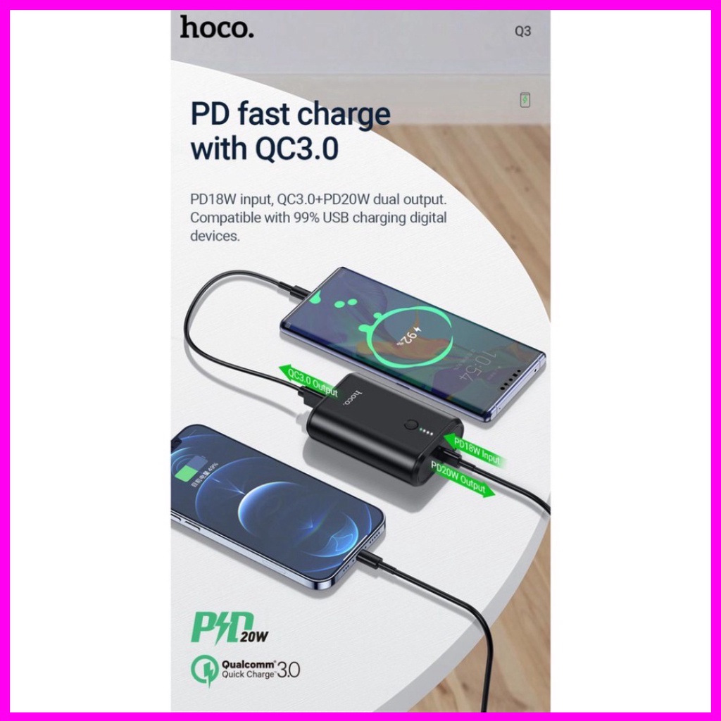 ⚡Mới⚡Pin Sạc Dự Phòng Siêu Tốc 20W Hoco J87/J87A 10000mAh/ 20000mAh Sạc Nhanh 2 Cổng PD+QC 3.0 Chính Hãng Bảo hành 1 Năm