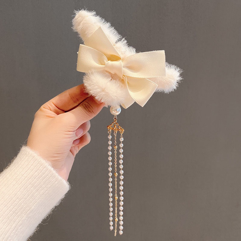 Kẹp tóc càng cua hình nơ phối ngọc trai giả thời trang cho nữ