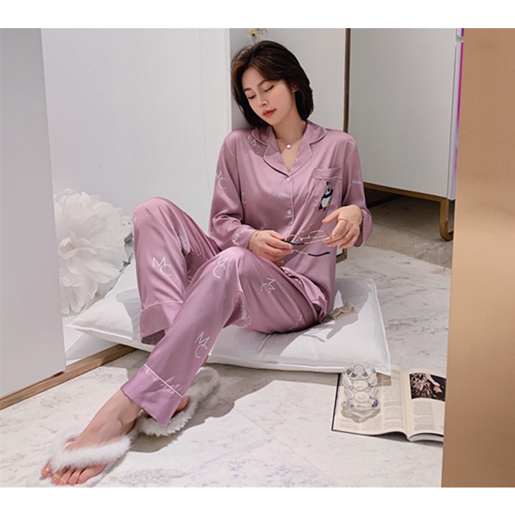 Đồ ngủ Pijamas, đồ bộ nữ dài tay mặc nhà chất liệu lụa cao cấp | BigBuy360 - bigbuy360.vn