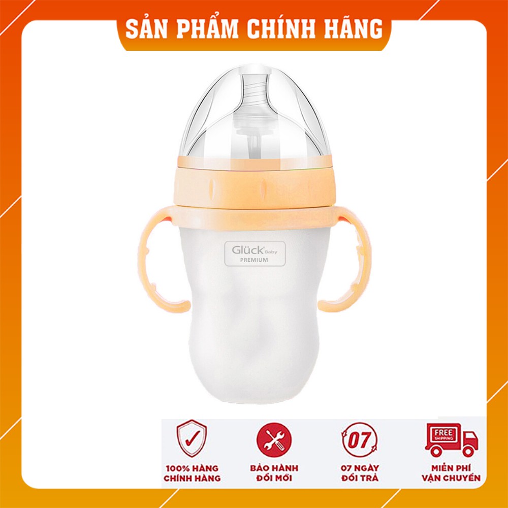 Bình sữa silicon Gluck Baby Premium cho bé từ sơ sinh (0 tháng tuổi) 240ml