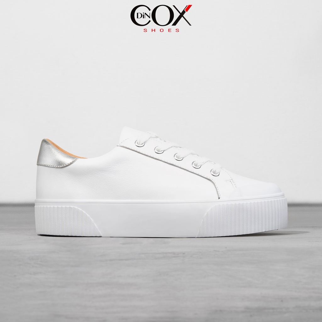 Giày Sneaker Nữ Da Bò Thật Sang Trọng DINCOX D31 White Silver Chính Hãng