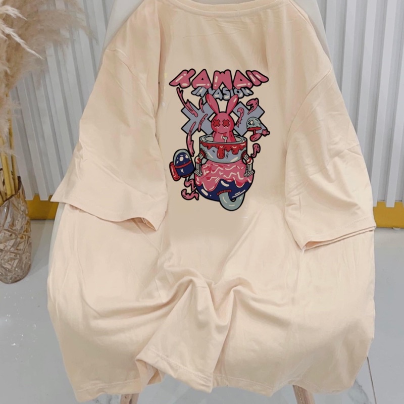 [Rẻ vô địch] Áo cotton tay lỡ dáng rộng unisex -Thỏ kama