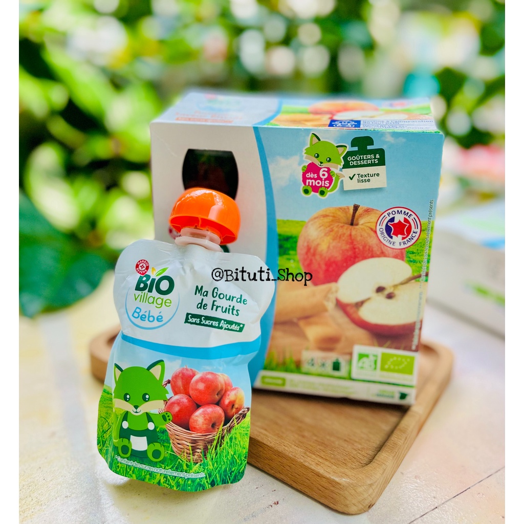 Trái cây nghiền hữu cơ Bio Village dạng túi cho bé từ 4 tháng tuổi - Bituti Shop