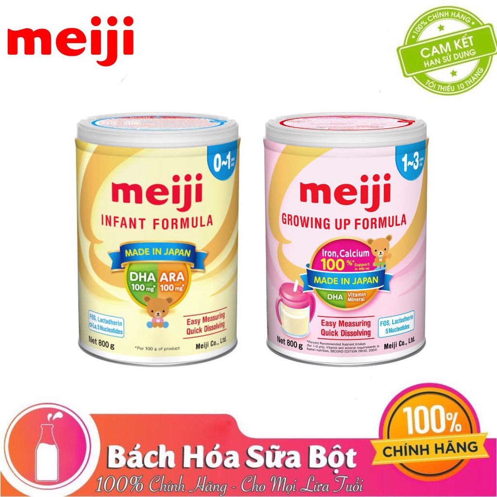 Sữa Bột Meiji Số 0-1/ Meiji Số1-3 (lon 800g) Tặng Combo Khăn mặt Cotton 30x30cm