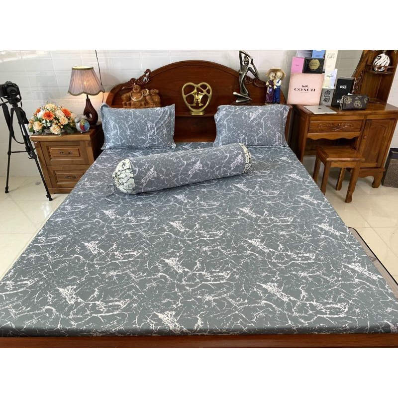 BỘ 4 DRAP GA THUN LANH HÀN  VÂN ĐÁ MỀM MƯỚT SANG CHẢNH COOL NGẦU