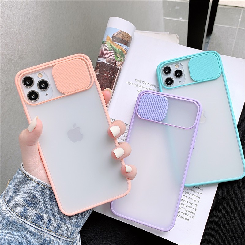 Ốp Lưng Iphone Nắp Trượt Nhám Mặt Mờ Viền Màu 6/6s/6plus/6s plus/7/8/7plus/8plus/x/xs/xsmax/11/11promax - Vincase