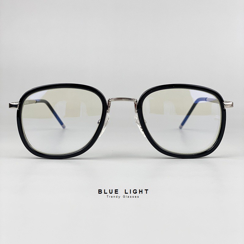 Kính Giả Cận, Gọng Kính Cận Nam Nữ Mắt Vuông Viền Đen Gọng Bạc Không Độ Hàn Quốc - BLUE LIGHT SHOP | BigBuy360 - bigbuy360.vn