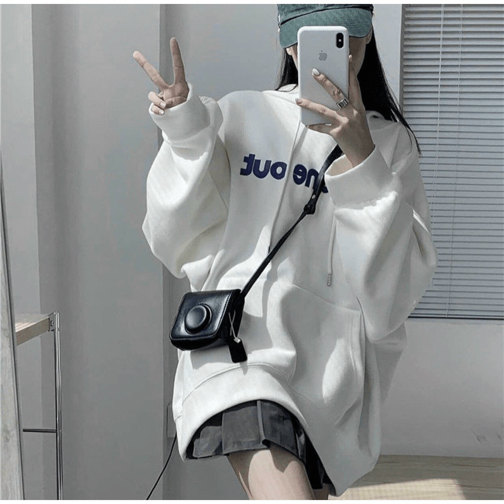 Áo Hoodies Nữ Chui Đầu Có Nón Tay Phống Logo In Sịn Sò Form Rộng Che Nắng Tốt Phù Hợp Đi Học, Đi Chơi, Du Lịch [NEW UNIS