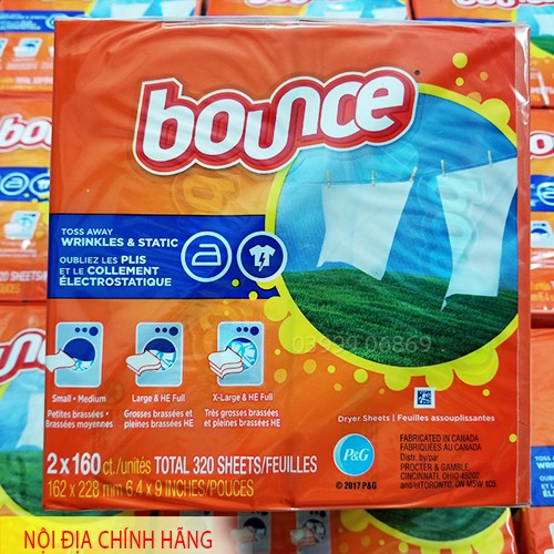 Lốc 2 hộp Giấy Thơm Bounce 4 In 1 Outdoor Fresh ( 2x 160 tờ)