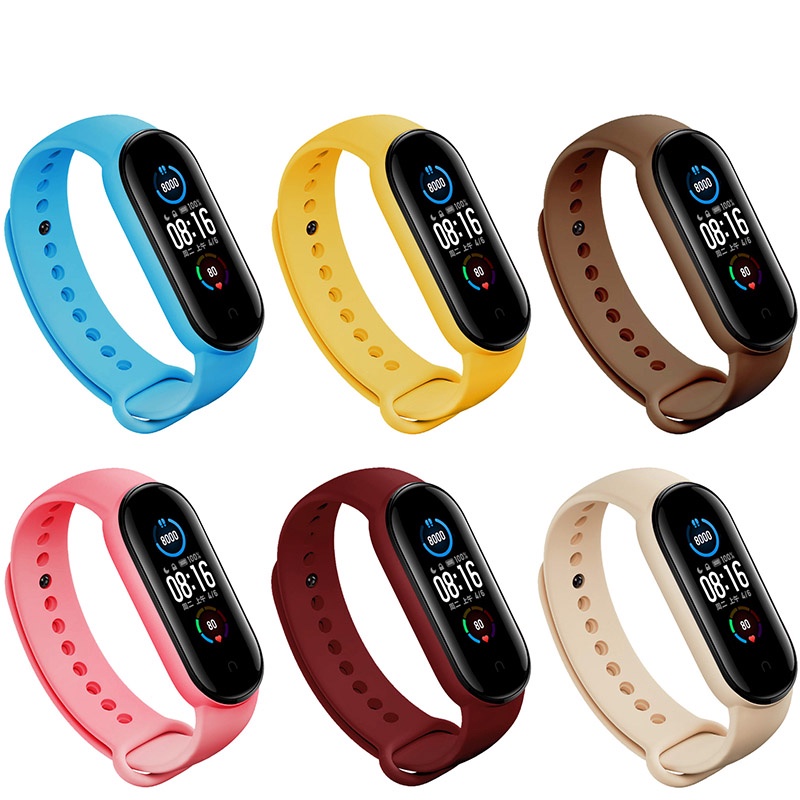 Dây đeo silicon mềm nhiều màu sắc tùy chọn thay thế cho đồng hồ Xiaomi Mi Band 5 6 Mi Smart Band 6