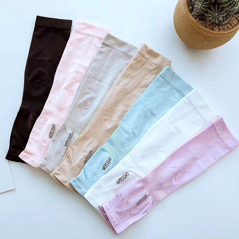 Găng Tay Chống Nắng Hàn Quốc Chính Hãng Let's Slim Xỏ Ngón - Vải Dày Dặn, Mịn Mát