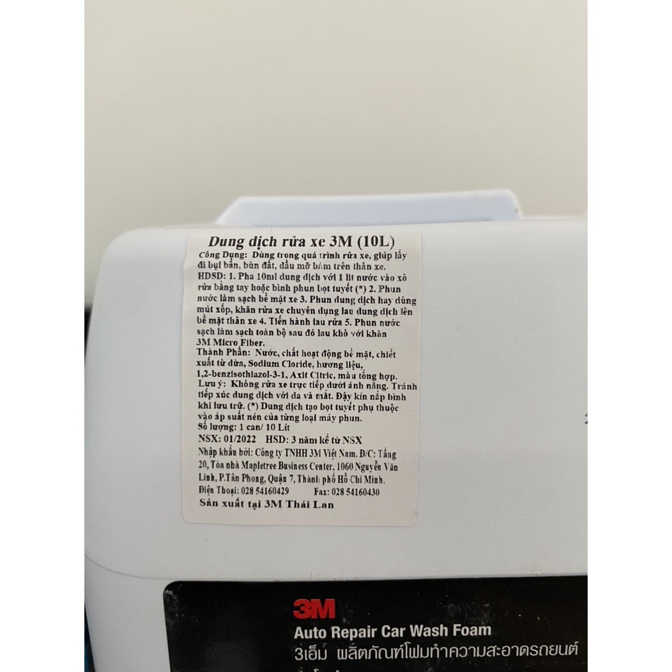 Xà bông rửa xe bọt tuyết 3M Bình 10L- Hàng chính hãng xuất xứ Thái Lan