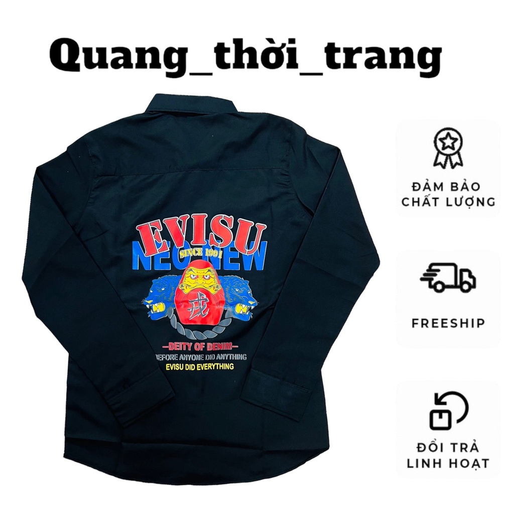 Áo sơ mi nam tay dài hoạ tiết in 2 mặt from hàn quốc Áo sơ mi trắng đen LOGO phong cách trẻ trung HOTRENN.