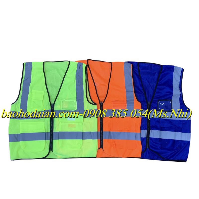 Áo lưới Phản Quang kiểu dán kèm 4 túi tiện dụng vải lưới thoát mát thấm hút mồ hôi- Hình thật