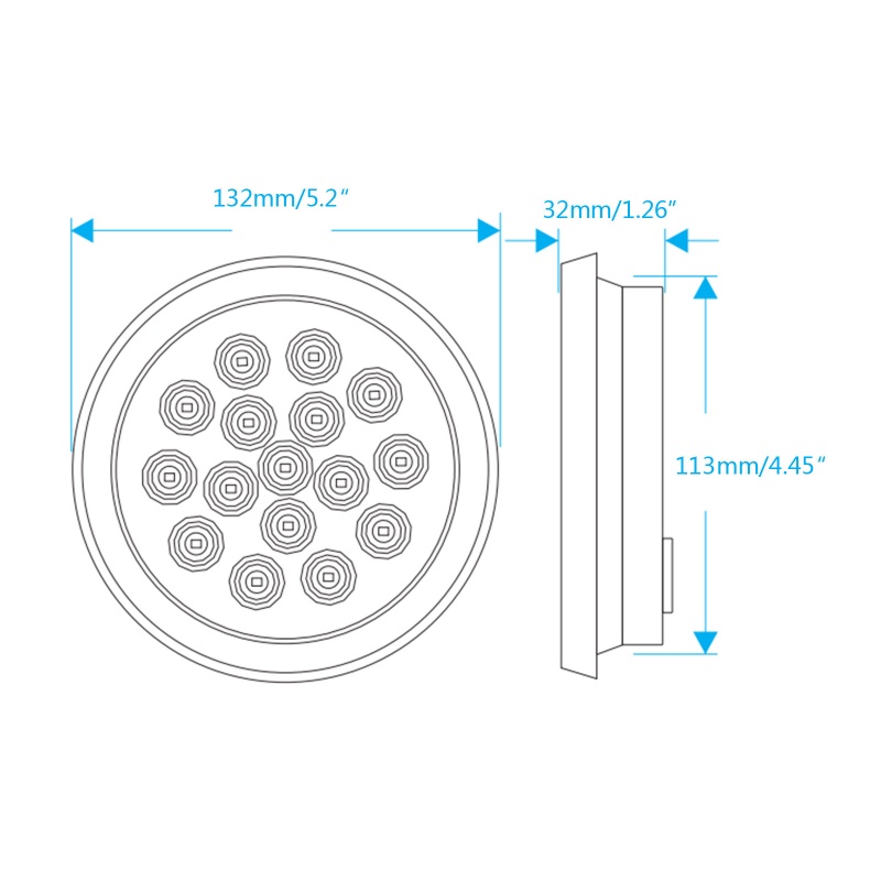 Đèn Led Cảnh Báo 16 Bóng 12-24V Ánh Sáng Hổ Phách Gắn Đuôi Xe Tải / Xe RV