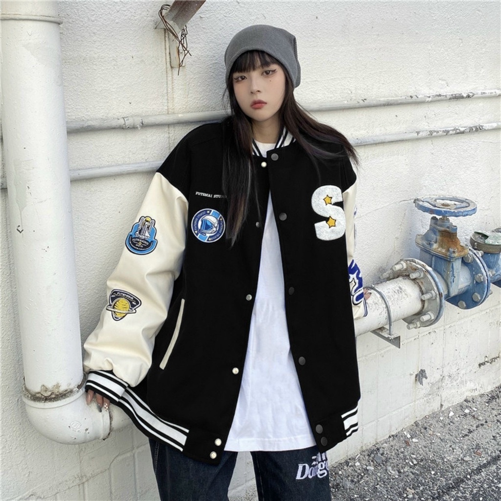 Áo Khoác Bomber Dù Unisex Thêu Chữ S Ulzzang Nữ Nhiều Mẫu Hot Áo Bomber Dù 2 Lớp Lên From Mặc Siêu Đẹp