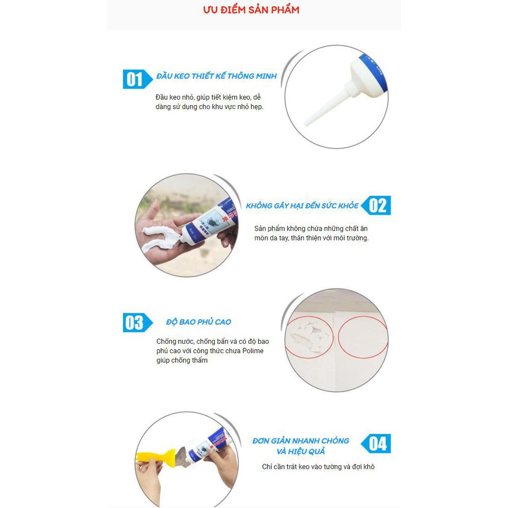 Keo chống thấm vá vết nứt tường siêu chắc đa năng - keo trám tường thông minh, keo vá tường