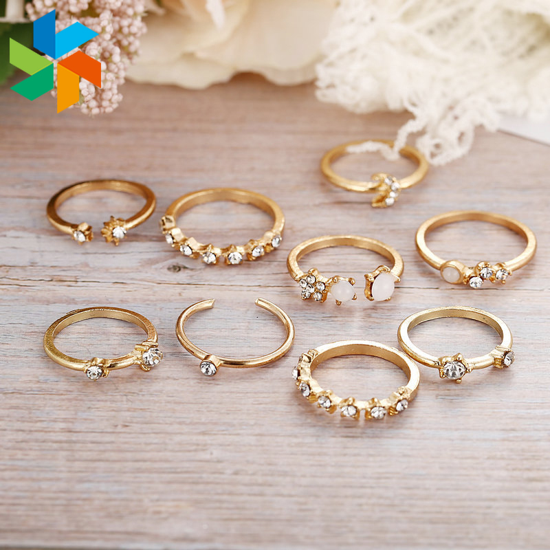 Bộ 9 Nhẫn Hợp Kim Phong Cách Retro Jp6