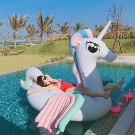 Phao Bơi Pony 265cm Người Lớn Khổng Lồ Kèm Bơm + Phao Mini