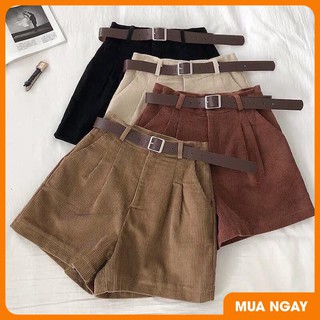 Quần short nữ lưng cao. quần sooc vải nhung thời trang cá tính cho nữ