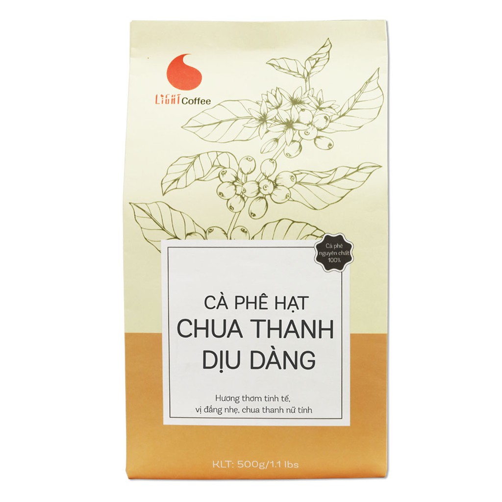 Cà phê hạt nguyên chất 100% - Chua thanh dịu dàng - Light Coffee Gói 500g