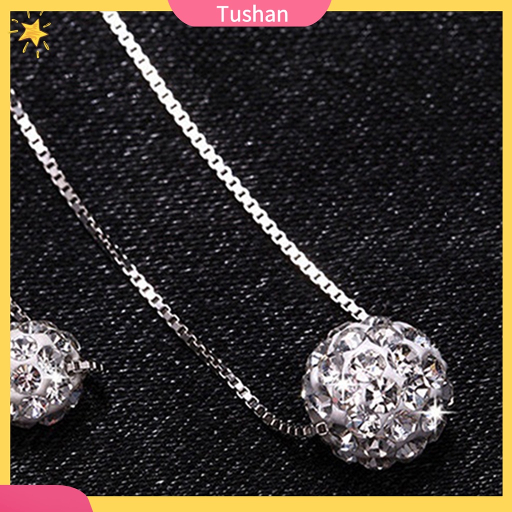 TUSH_Women's Simple Luxury Inlaid Rhinestone Bead Double-layer Chain Necklace Jewelry
