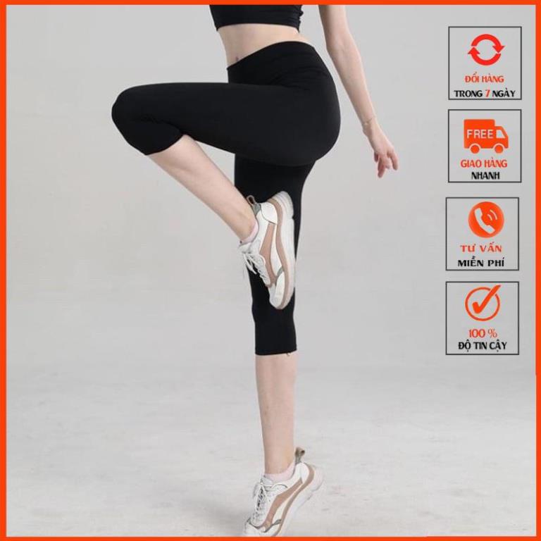 Quần legging ngố nữ lưng cao gen bụng