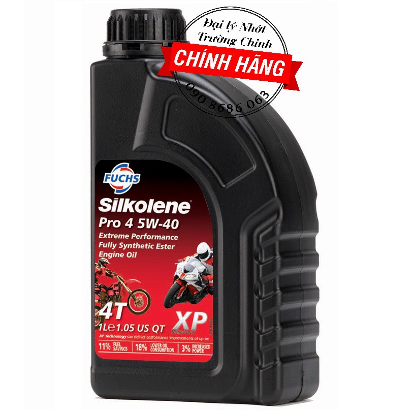 Nhớt Fuchs Silkolene Pro 4 XP 4T 1L tổng hợp 100% 5W40, 10W40 Tem Châu Âu