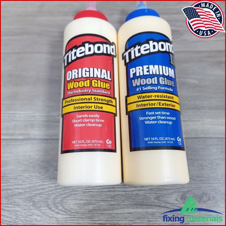 Combo 2 chai keo dán gỗ CHÍNH HÃNG Titebond Original + Premium (Xanh và đỏ, Made in USA)