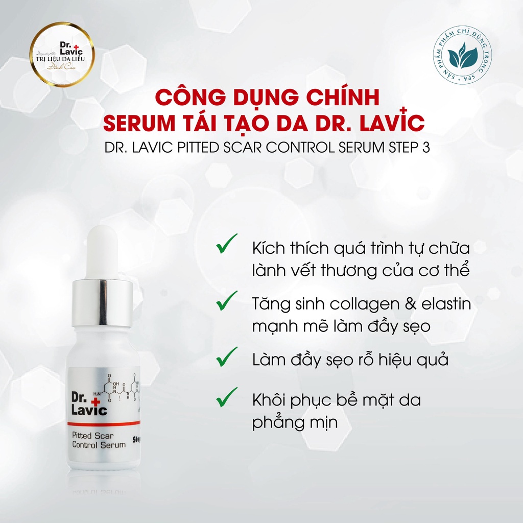 Serum tái tạo da SỐ 3 DR.LAVIC, làm mờ thâm, tinh chất trắng da Công Nghệ USA - Pitted Scar Control Serum Step 3 -10ml