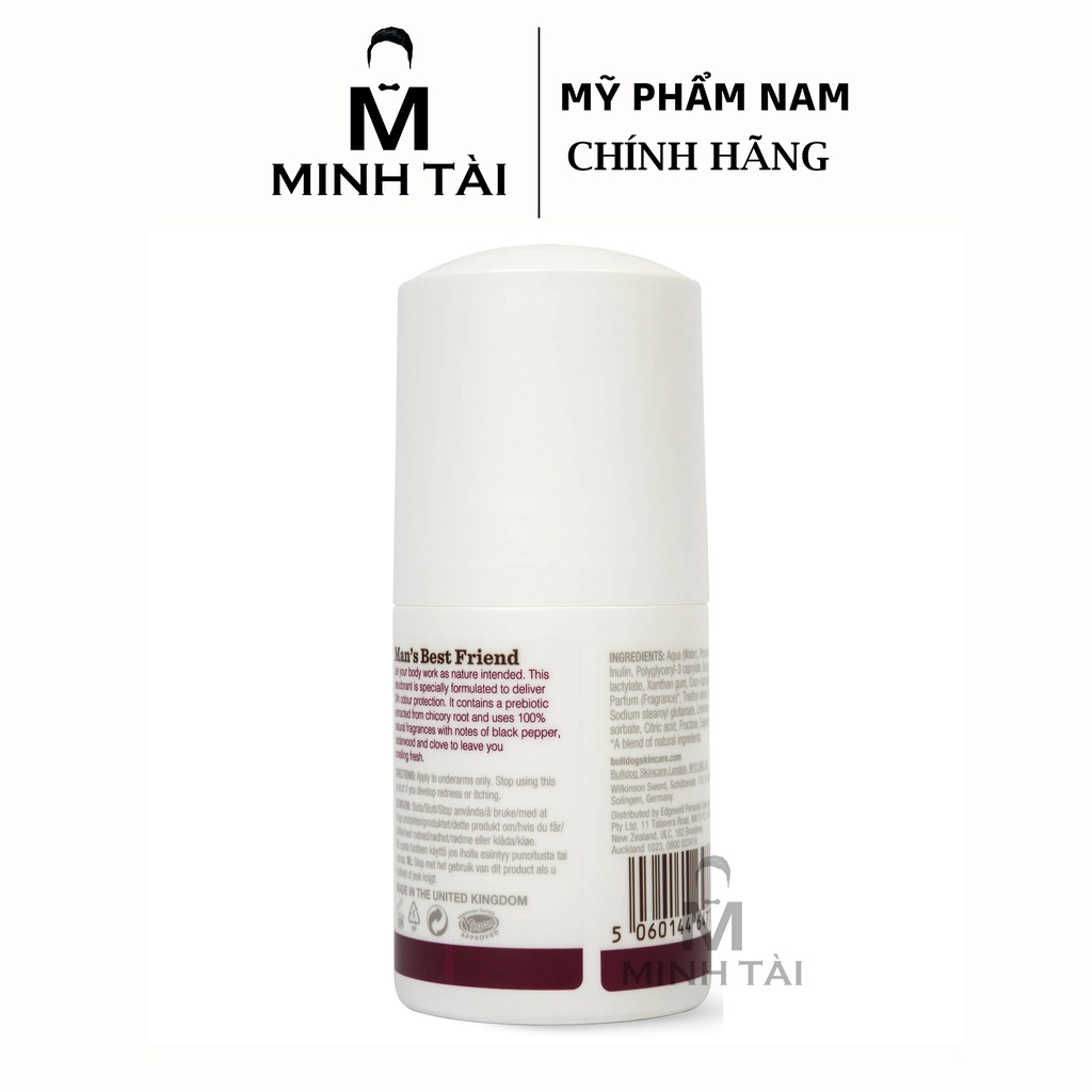 Lăn Khử Mùi Cho Nam BULLDOG Vetiver &amp; Black Pepper Natural Deodorant - 75ml - Hàng Chính Hãng