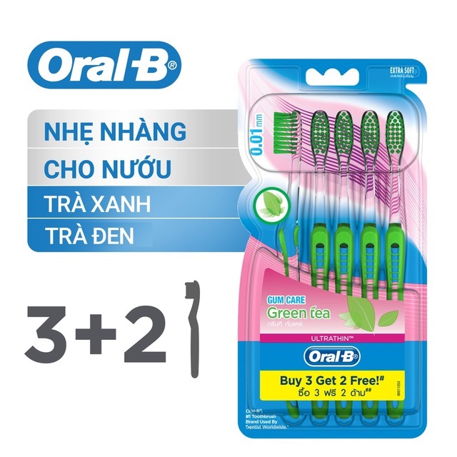 Bàn chải Oral B Tinh chất trà đen 1 cây đơn (khuyên dùng bởi nha sĩ)