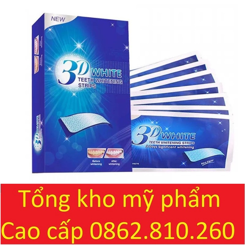 Hộp 7 Gói 2 miếng dán trắng răng tiện lợi 3D White Teeth Whitening Strips