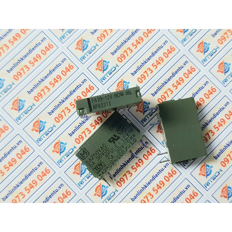 [Combo 2 chiếc] PA1a-12V, APA3312, PA1a-12VDC 5A/250VDC Rơ le 12V 4 chân 1 cặp tiếp điểm