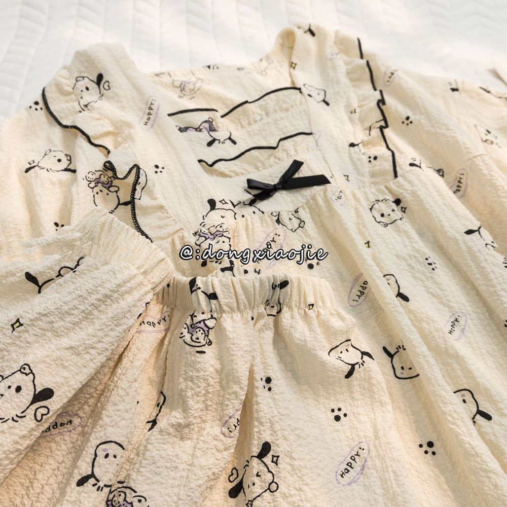 Summer cartoon pajamas women's Japanese pachachi superior feeling ins sweet lovely thin loose home suit