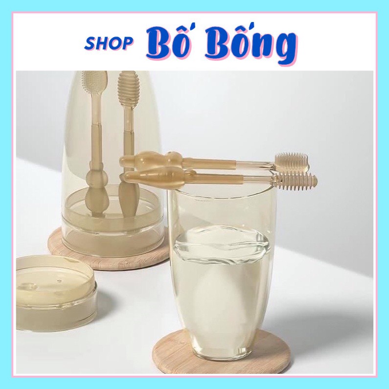 Sét Rơ Lưỡi + Bàn Chải Silicon Cho Bé 0-18 THÁNG shop bố bống